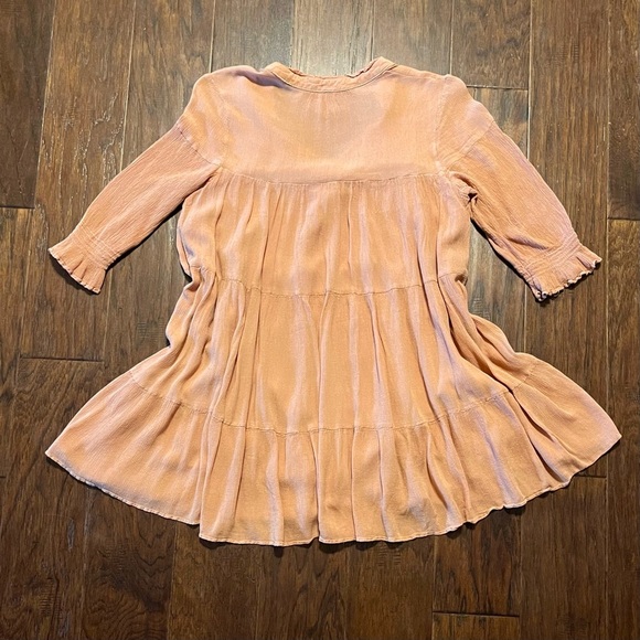 Mustard Seed Boho Tiered 3/4 Sleeve Smocked Peasant Mini Dress - Picture 4 of 10